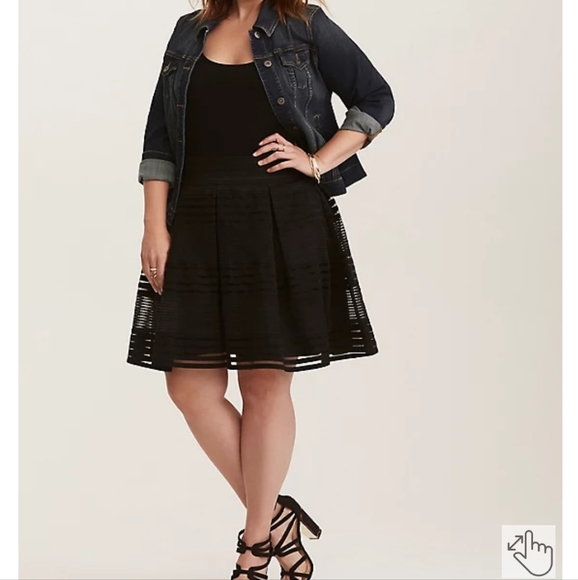torrid Dresses & Skirts - Torrid Black Striped Sheer Flare Ruffle Skater Skirt Sz 2 18-20